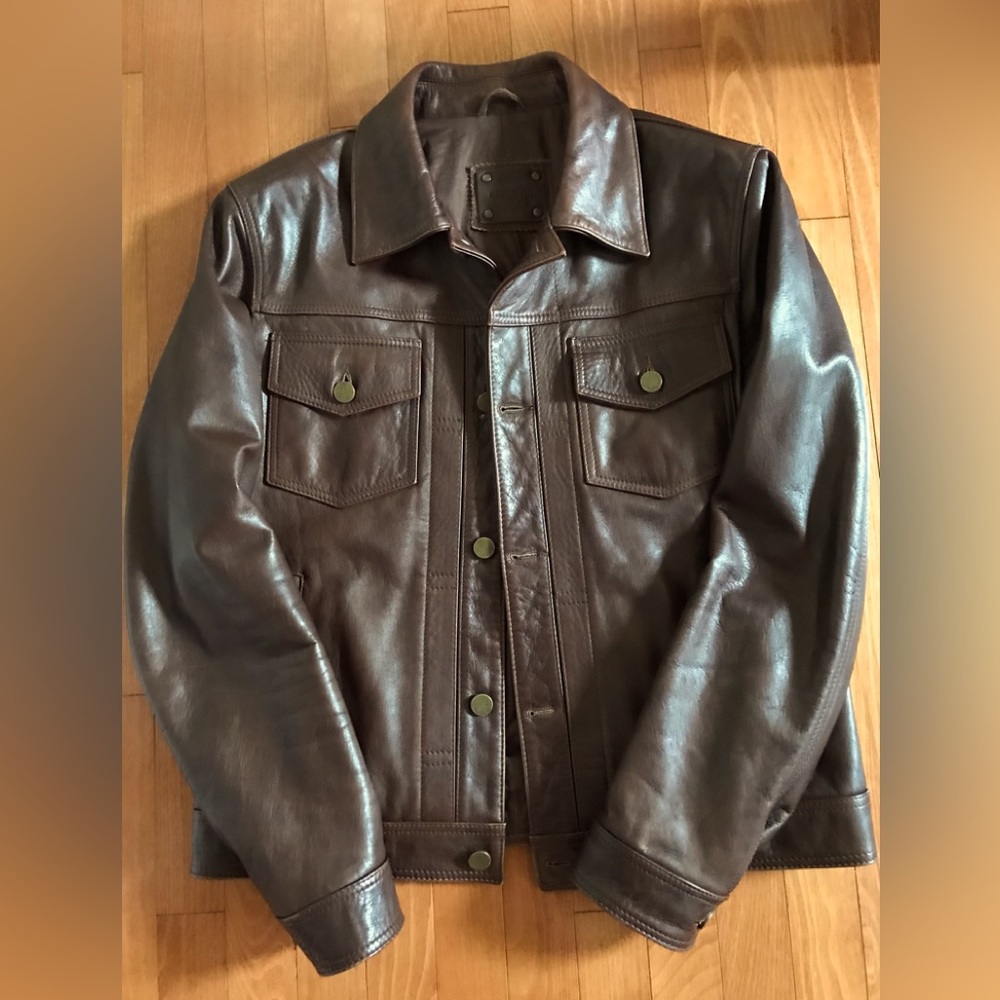 Satchel & Page Montgomery leather trucker jacket